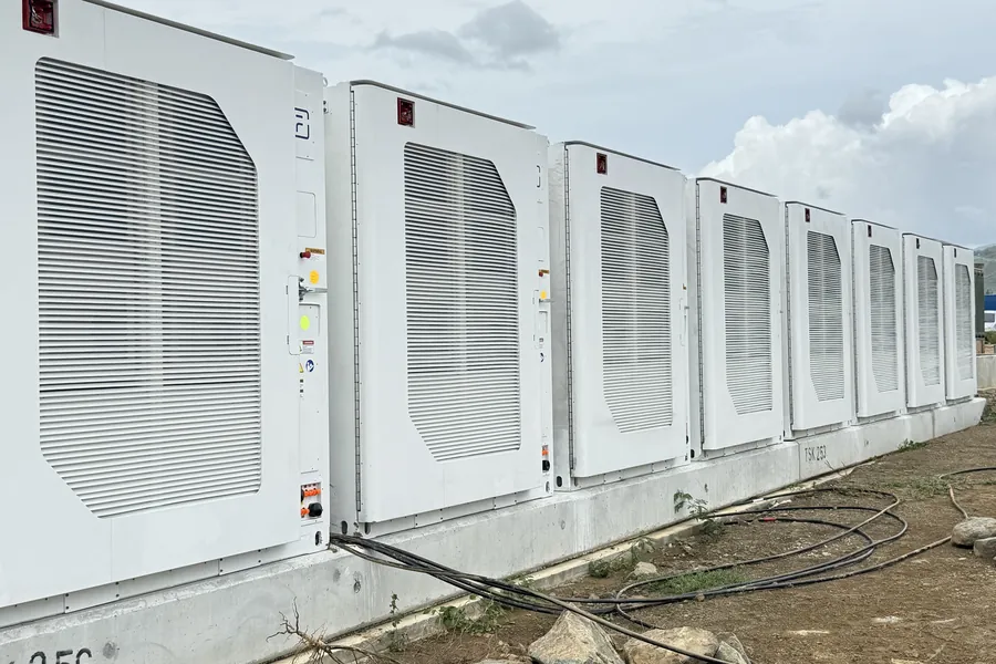 Containerized battery energy storage installed on concrete foundations