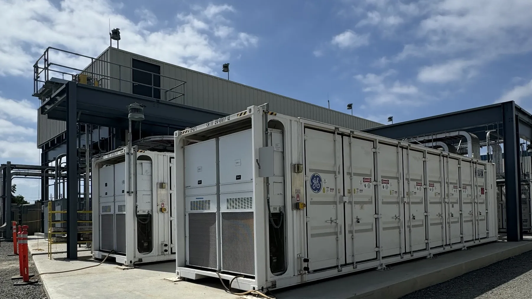 Containerized storage and inverters installed beside the substation